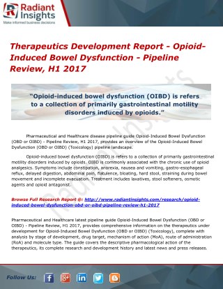 Therapeutics Development Report - Opioid-Induced Bowel Dysfunction - Pipeline Review, H1 2017