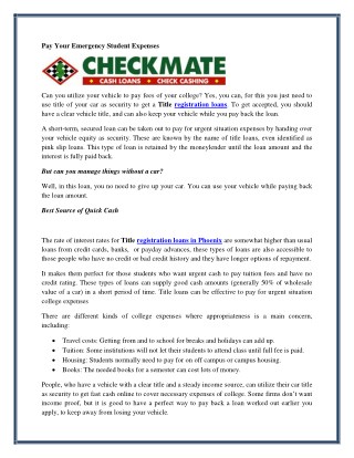 Pay Your Emergency Student Expenses