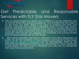 Get Predictable and Reasonable Services with FLY Star Movers
