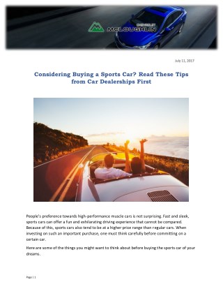 Considering Buying a Sports Car? Read These Tips from Car Dealerships First