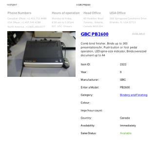 Buy Used GBC PB2600 Machine