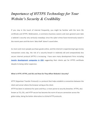 Importance of HTTPS Technology for Your Website