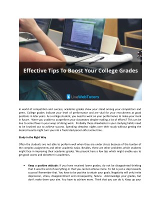 Effective Tips To Boost Your College Grades