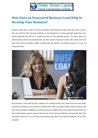 How Does an Unsecured Business Loan Help to Develop Your Business?
