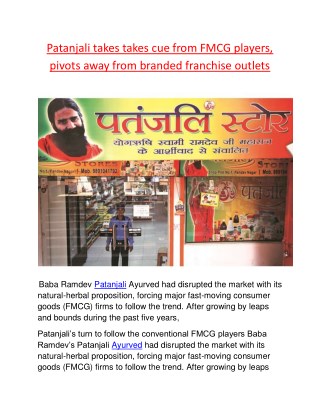 Patanjali takes takes cue from FMCG players, pivots away from branded franchise outlets 