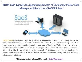 MDM SaaS Explore the Significant Benefits of Employing Master Data Management System as a SaaS Solution