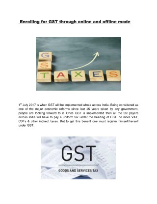 Enrolling for GST through online and offline mode