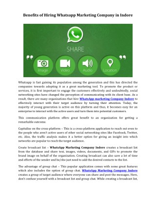 Benefits of Hiring Whatsapp Marketing Company in Indore