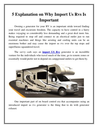 Why Import Us Rvs Is Important