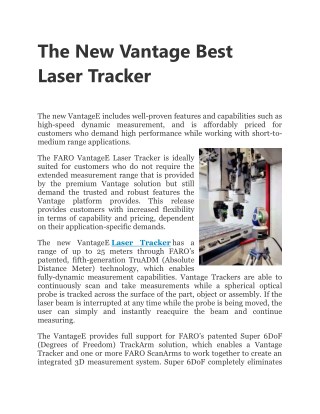 The New Vantage Best Laser Tracker