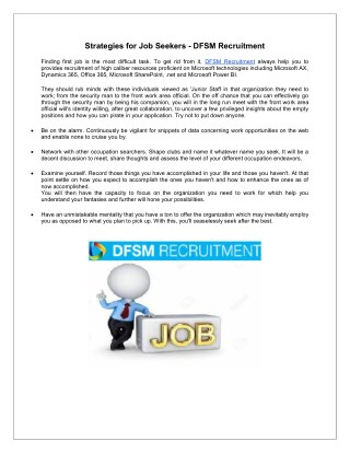 Strategies For Job Seekers