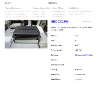 Buy Used GBC CC2700 Machine