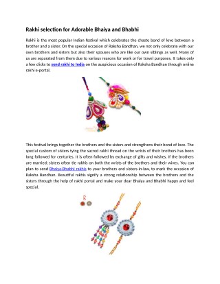 Rakhi selection for Adorable Bhaiya and Bhabhi