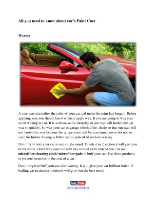 All you need to know about car’s Paint Care