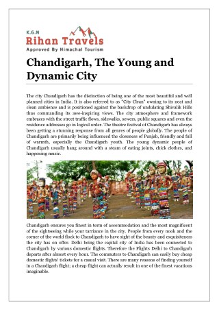 Chandigarh, The Young and Dynamic City