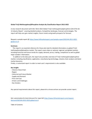 Global Tris(2-Methoxyphenyl)Phosphine Analysis By Classification Report 2012-2022