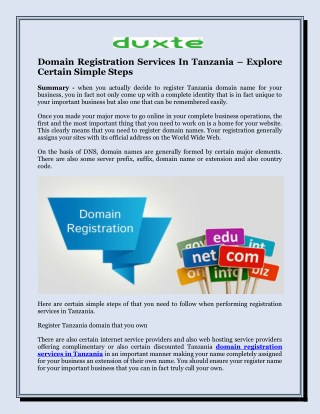 Domain Registration Services In Tanzania – Explore Certain Simple Steps