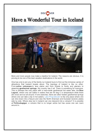 Have a Wonderful Tour in Iceland