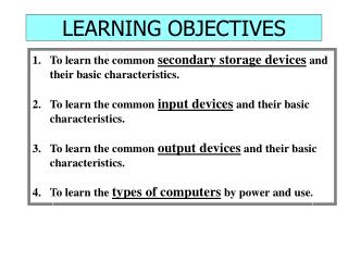 LEARNING OBJECTIVES