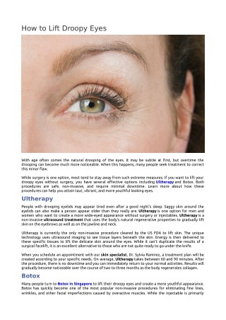 How to Lift Droopy Eyes