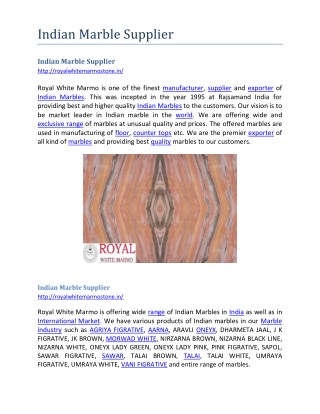 Indian Marble Supplier