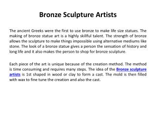 Bronze sculpture artists