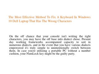The Most Effective Method To Fix A Keyboard In Windows 10 Dell Laptop That Has The Wrong Characters