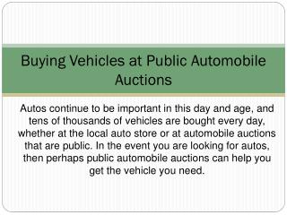 Buying Vehicles at Public Automobile Auctions