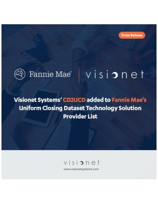 Visionet Systems' CD2UCD added to Fannie Mae's Uniform Closing Dataset Technology Solution Provider List