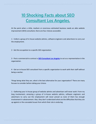 10 Shocking Facts about SEO Consultant Los Angeles.