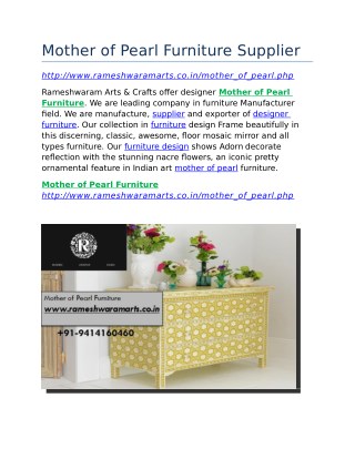 Mother of pearl furniture supplier