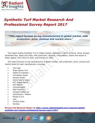 Synthetic Turf Market Research And Professional Survey Report 2017