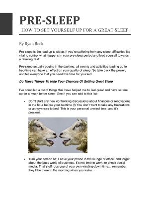 Pre Sleep - How To Set Yourself Up For A Great Sleep