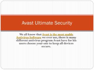Avast Ultimate Security Antivirus