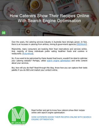 How Caterers Show Their Recipes Online With Search Engine Optimisation