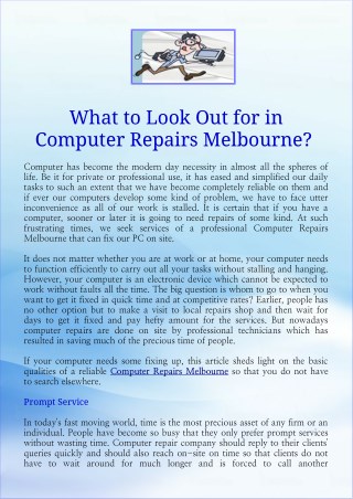 What to Look Out For in Computer Repairs Melbourne?