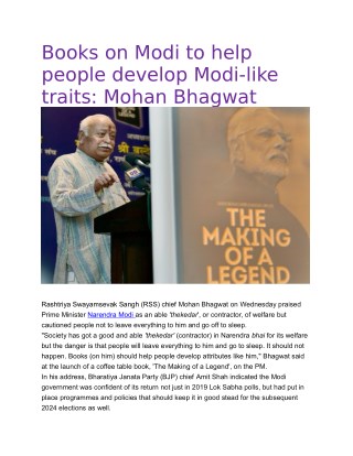 Books on Modi to help people develop Modi-like traits: Mohan Bhagwat