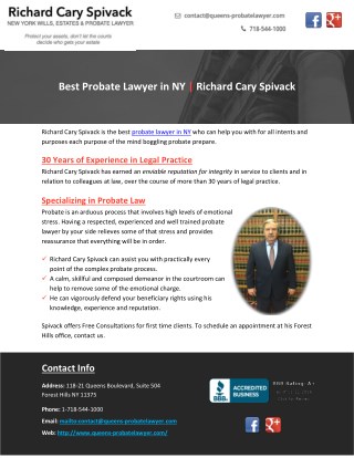 Best Probate Lawyer in NY | Richard Cary Spivack