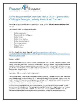 Safety Programmable Controllers Market - Global Industry Analysis, Size, Share, Growth and Forecast Report To 2017