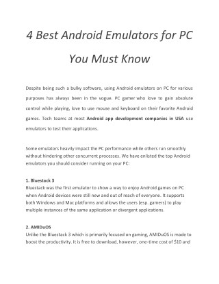 4 Best Android Emulators for PC You Must Know