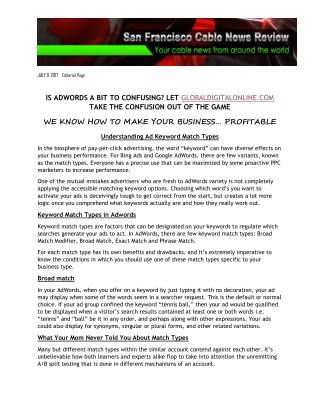 IS ADWORDS A BIT TO CONFUSING? LET GLOBALDIGITALONLINE.COM TAKE THE CONFUSION OUT OF THE GAME