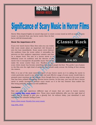 Significance of Scary Music in Horror Films