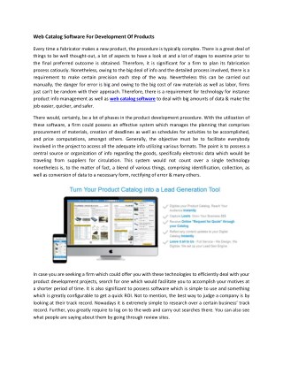 Web Catalog Software for development of products