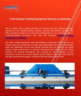 Find Cylaser Cutting Equipment Service in Australia