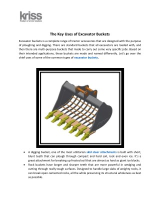 Look The Key Uses of Excavator Buckets.