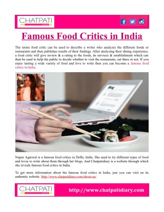 Famous Food Critics in India