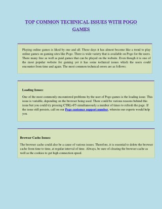 Top Common Technical Issues with Pogo Games