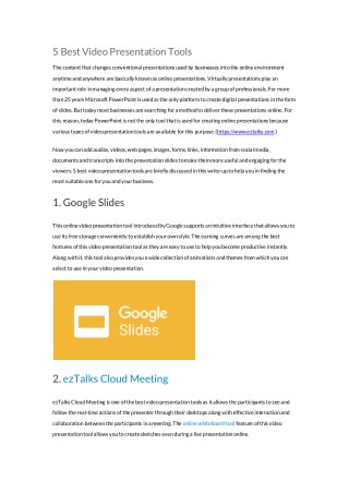 ezTalks: What are the Best Video Presentation Tools?