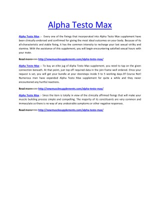 Alpha Testo Max - Provide the necessary nutrient muscles