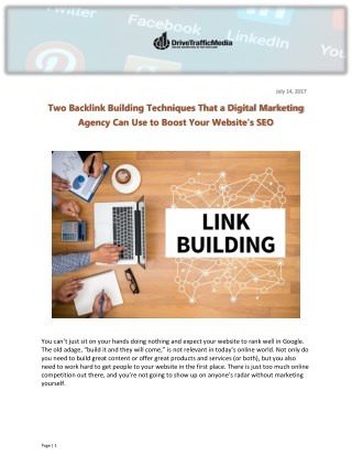Two Backlink Building Techniques That a Digital Marketing Agency Can Use to Boost Your Website’s SEO